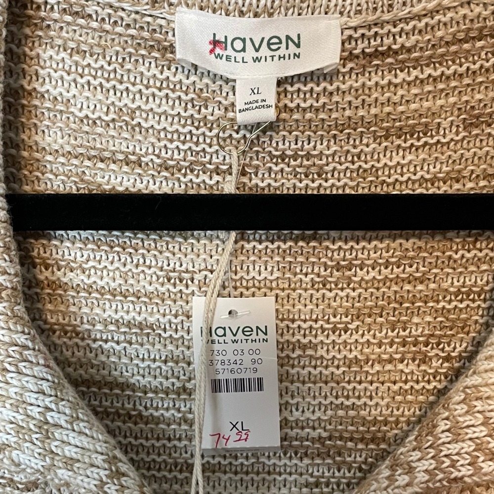 Haven Well Within Organic Cotton Spacedye Johnny Collar Sweater Size XL - Picture 4 of 5